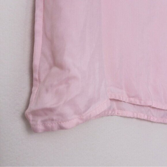 Sandro Ruffle Flutter Sleeve Blouse Top M Pink Cupro Lightweight Crewneck - Picture 7 of 11